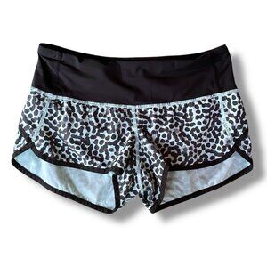 Lululemon Womens Speed Shorts Sz 4 Block It Pocket Ace Spot Tranquil Blue Black